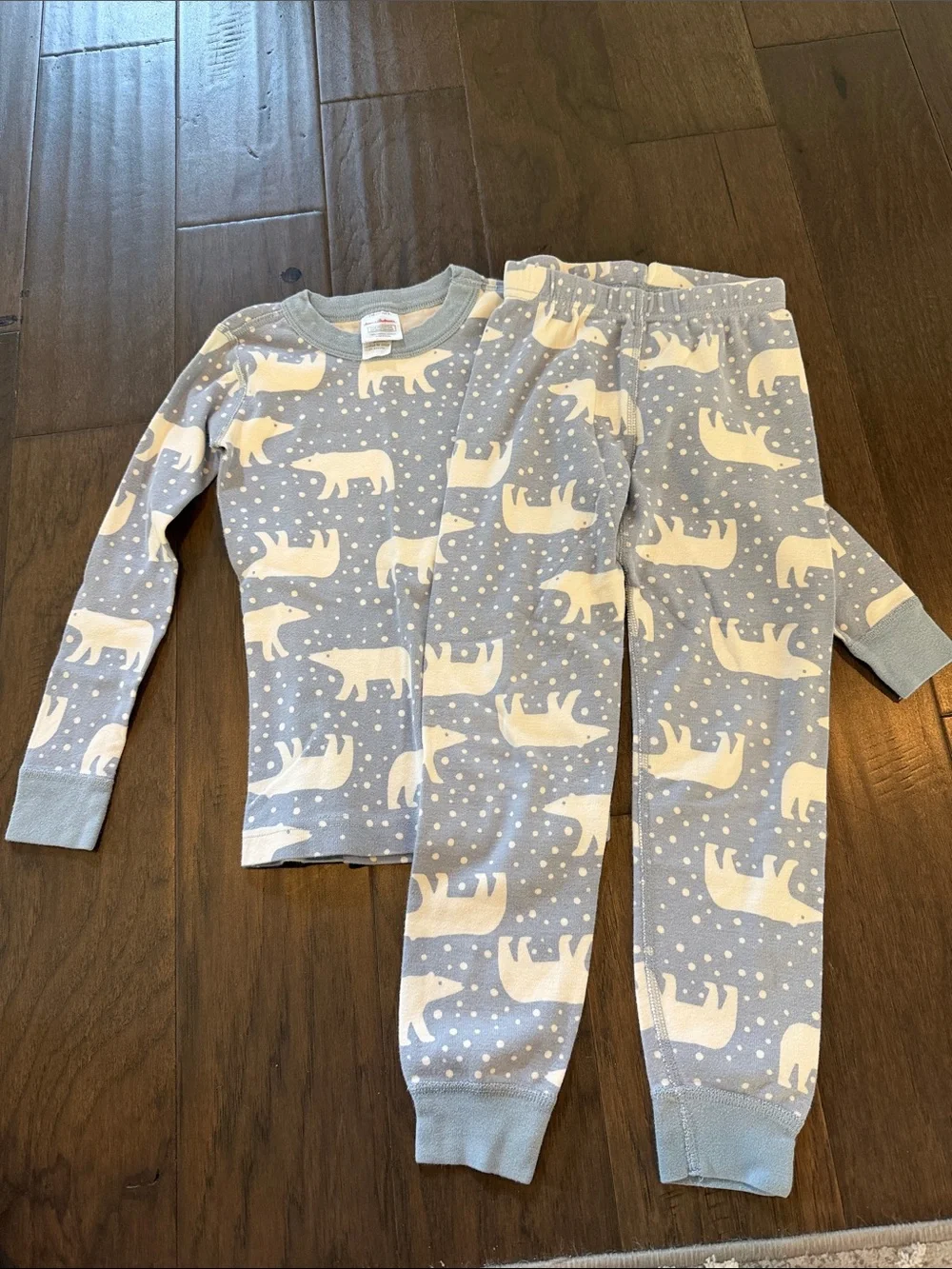 Hanna Andersson Light Blue and White Polar Bear Cotton Pajama Set